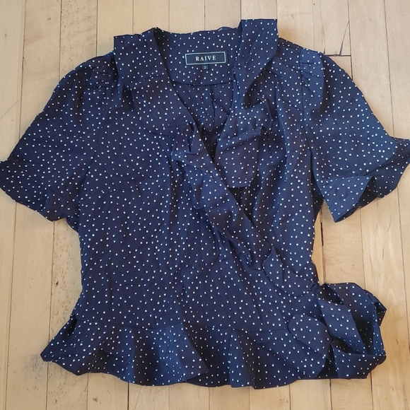 Korean Raive Ruffled Wrap Blouse Sz S - Picture 8 of 10